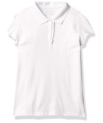 The Childrens Place Girls Uniform Ruffle Pique Polo Shirt, White, 16 Plus