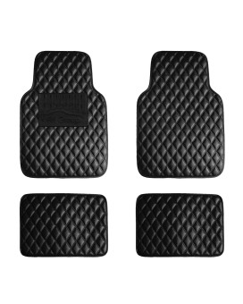 Fh Group Faux Leather Floor Mats For Cars - Universal Fit Automotive Floor Mats - All Purpose Car Floor Mats - Pu Leather Protector Mat - Ideal For Most Sedan, Suv, Truck Floor Mats - Black