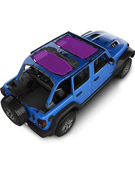 Alien Sunshade Jeep Wrangler Jlu (2018 - Current) - Front Rear Mesh Sun Shade For Jeep Jl Unlimited - Blocks Uv, Wind, Noise - Bikini Jlkini Top Cover For Sport, Sport S, Sahara, Rubicon (Purple)