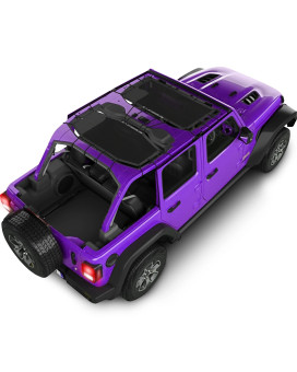 Alien Sunshade Jeep Wrangler Jlu (2018 - Current) - Front Rear Mesh Sun Shade For Jeep Jl Unlimited - Blocks Uv, Wind, Noise - Bikini Jlkini Top Cover For Sport, Sport S, Sahara, Rubicon (Black)