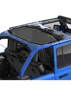 Alien Sunshade Jeep Wrangler Jlu (2018 - Current) - Rear Half Mesh Sun Shade For Jeep Jl Unlimited - Blocks Uv, Wind, Noise - Bikini Jlkini Top Cover For Sport, Sport S, Sahara, Rubicon (Gray)