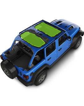 Alien Sunshade Jeep Wrangler Jlu (2018 - Current) - Front Rear Mesh Sun Shade For Jeep Jl Unlimited - Blocks Uv, Wind, Noise - Bikini Jlkini Top Cover For Sport, Sport S, Sahara, Rubicon (Green)