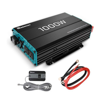 Renogy 1000W Pure Sine Wave Inverter 12V Dc To 120V Ac Converter For Home, Rv, Truck, Off-Grid Solar Power 110V With Built-In 5V/2.1A Usb Port, Hardwire Remote Controller