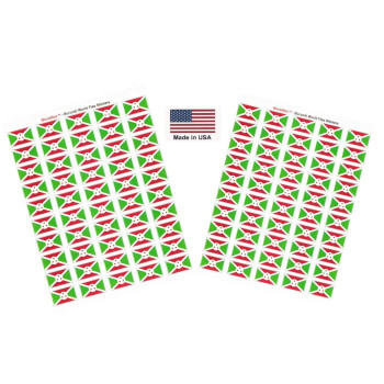 Made In Usa 100 Country Flag 15 X 1 Self Adhesive World Flag Stickers, Two Sheets Of 50, 100 Sticker Flags Total (Burundi)