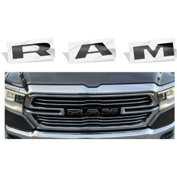 Reflective Concepts Ram Grille Emblem Overlay Decal 2019-2023 Ram 1500 (Color: Flat Black)