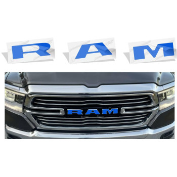 Reflective Concepts Ram Grille Emblem Overlay Decal 2019-2023 Ram 1500 (Color: Reflective Medium Blue)