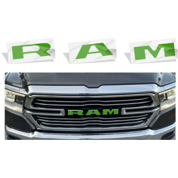 Reflective Concepts Ram Grille Emblem Overlay Decal 2019-2023 Ram 1500 (Color: Lime Green)