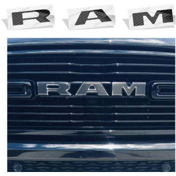 Reflective Concepts Ram Grille Emblem Overlay Decal 2019-2023 Ram 1500 (Color: Carbon Fiber)