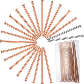 Frienda 20 Pcs Copper Nails For Killing Trees Stump Root 3.5 Inch Long Nail Spikes For Killing Tree, Stump Removal Spikes With 2 Pcs 3.5 Inch Large Steel Nails And 1 Pcs Storage Box