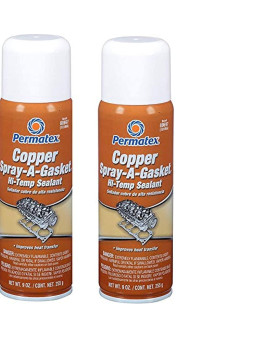 Permatex 80697 Copper Spray-A-Gasket Hi-Temp Adhesive Sealant, 9 Oz Net Aerosol Can 2 Pack (2)