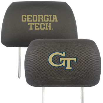 Fanmats 25005 Georgia Tech Yellow Jackets Embroidered Head Rest Cover Set - 2 Pieces