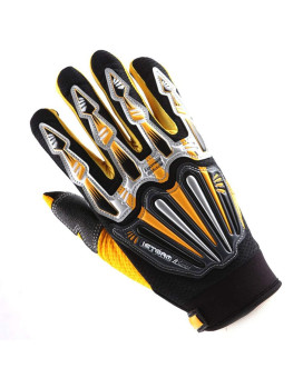 1Storm Youth Kids Motocross Gloves Motorcycle Bmx Mx Atv Dirt Bike Bicycle Cycling Gloves Skeleton Yellow