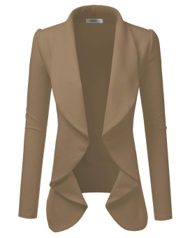 Doublju Classic Draped Open Front Blazer Jacket For Women With Plus Size