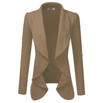 Doublju Classic Draped Open Front Blazer Jacket For Women With Plus Size