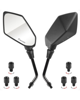 Evermotor Universal Motorcycle Mirrors With M8 M10 Clockwise And Counter Clockwise Threaded Bolts E-Mark Certified For Atv Scooter Cruiser