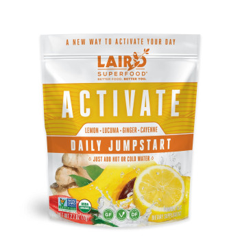 Laird Superfood Activate Daily Jumpstart Powder Drink Supplement, Lemon, Lucuma, Ginger And Cayenne Cleanse, Organic, 27 Oz Bag, Pack Of 1