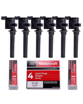 Motorcraft Set Of 6 Spark Plugs Sp493 Agsf32Pm Platinum & Mas Ignition Coils Pack Compatible With Ford Escape Taurus Mazda Tribute Mercury Mariner Replacement For Dg513 Dg500 Fd502