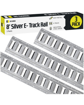 Three 8-Ft E Track Tie-Down Rails Hot-Dipped Galvanized Steel, Etrack Rail With Horizontal Slots, E-Tracks Tie Downs Trailer Accessories For Cargo On Truck, Flatbed, Trailers