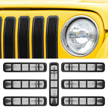 Rt-Tcz Clip-On Grille Front Mesh Grille Inserts For 1997-2006 Jeep Wrangler Tj & Unlimited (Tj-Black-01)