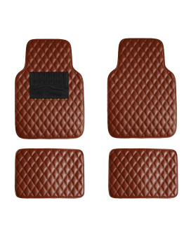 Fh Group Floor Mats - Faux Leather Floor Mats For Cars, Universal Fit Automotive Floor Mats, All Purpose Car Floor Mats, Pu Leather Protector Mat For Most Sedan, Suv, Truck Floor Mats Brown