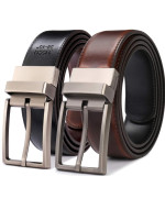 Beltox Fine Mens Dress Belt Leather Reversible 125 Wide Rotated Buckle Gift Box(Cognacblack,40-42)