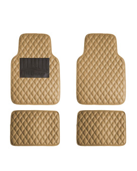 Fh Group Luxury Universal Fit All Season Protection Heavy Duty Faux Leather Beige Automotive Floor Mats Fits Most Cars, Suvs, And Trucks (Diamond Design With High Tech 3-D Anti-Skid Slip Backing)