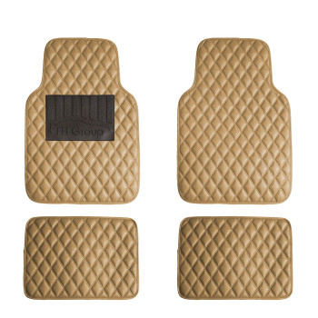 Fh Group Luxury Universal Fit All Season Protection Heavy Duty Faux Leather Beige Automotive Floor Mats Fits Most Cars, Suvs, And Trucks (Diamond Design With High Tech 3-D Anti-Skid Slip Backing)