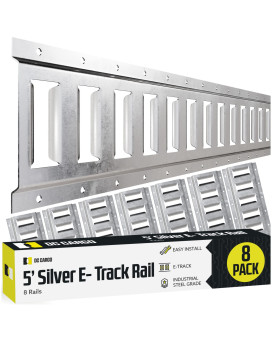 Eight 5-Ft E-Track Tie-Down Rail, Hot-Dipped Galvanized Steel E-Track Tie-Downs 5 Horizontal E-Tracks, Pack Of 8 Bolt-On Tie-Down Rails For Cargo On Pickups, Trucks, Trailers, Vans