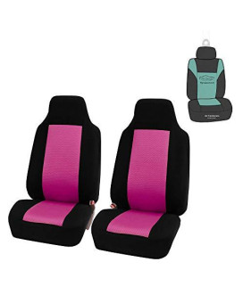 Fh Group Automotive Car Seat Covers Pink Interior Front Seats Only Accessories High Back Combo Classic Cloth Car Seat Cover Front Set Universal Fit Cars Trucks And Suv Car Interior Accessories