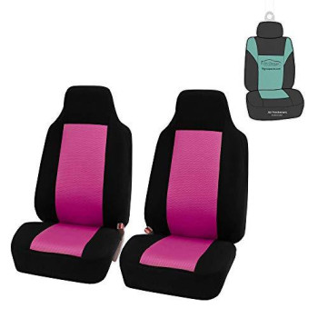 Fh Group Automotive Car Seat Covers Pink Interior Front Seats Only Accessories High Back Combo Classic Cloth Car Seat Cover Front Set Universal Fit Cars Trucks And Suv Car Interior Accessories