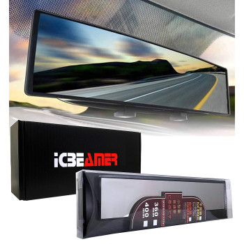 Icbeamer 142 360Mm Easy Clip On Wide Angle Panoramic Blind Spot Fit Auto Interior Rearview Mirror Convex Clear Surface