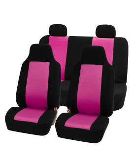 Fh Group Full Set Car Seat Covers Pink 3D Air Mesh - Universal Fit Automotive Seat Covers, 1 Piece Front Seat Covers, Solid Back Seat Cover, Washable Car Seat Cover For Suv, Sedan, Car Accessories