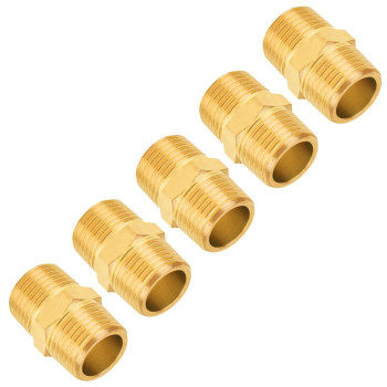 Brass Pipe Fitting, Sungator 12-Inch X 12-Inch Npt Male Pipe, Hex Nipple (5-Pack)