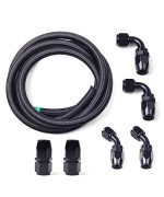 12An 10Ft Fuel Line Fitting Kit, Universal Braid Stainless Steel Braided Nylon Cpe Fuel Hose W6Pcs Rotary Swivel Hose Ends Kit