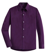 Springgege Boys Long Sleeve Dress Shirts Formal Uniform Woven Solid, Purple, 11-12 Years