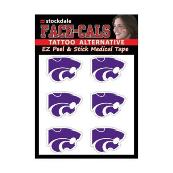 Ncaa Kansas State Wildcats Face Tattoos Team Colors One Size