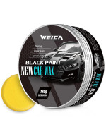 Weica Car Wax Black Solid For Black Cars, Carnauba Car Wax Kit Cleaner, Car Waxing Scratch Resistance Auto Ceramics Coating 180G With Free Waxing Sponge And Towel-Black