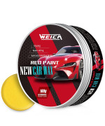 Weica Car Wax Red Solid For Red Cars, Carnauba Car Wax Kit Cleaner, Car Waxing Scratch Resistance Auto Ceramics Coating 180G With Free Waxing Sponge And Towel-Red