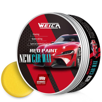 Weica Car Wax Red Solid For Red Cars, Carnauba Car Wax Kit Cleaner, Car Waxing Scratch Resistance Auto Ceramics Coating 180G With Free Waxing Sponge And Towel-Red