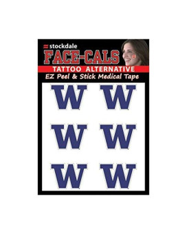 Wincraft Ncaa Washington Huskies Face Tattoos Team Colors One Size