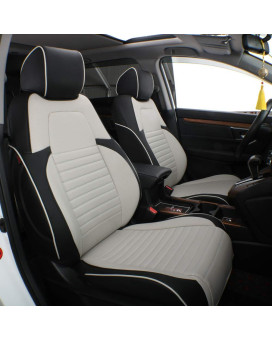 Ekr Custom Fit Crv Seat Covers For Select Honda Crv 2017 2018 2019 2020 2021 2022 - Full Set,Leather (Blackgray)