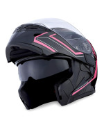 1Storm Motorcycle Modular Full Face Helmet Flip Up Dual Visor Sun Shield: Hb89 Arrow Pink