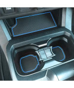Senshine For Toyota Tacoma Accessories 2016-2021 2022 Non-Slip Anti Dust Liner Cup Holder, Center Console, And Door Pocket Inserts Mats Premium Custom Interior (Double Cab) (Blue Trim)