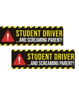 Artisan Owl Student Driver And Screaming Parent New Driver Safety Funny Magnetic Auto Bumper - 10X3 Car Magnet (2 Magnets)