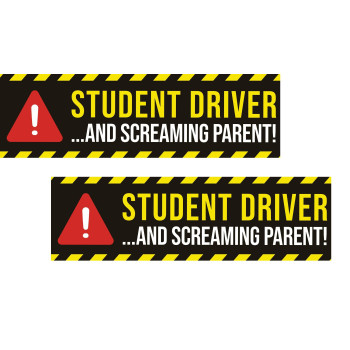 Artisan Owl Student Driver And Screaming Parent New Driver Safety Funny Magnetic Auto Bumper - 10X3 Car Magnet (2 Magnets)