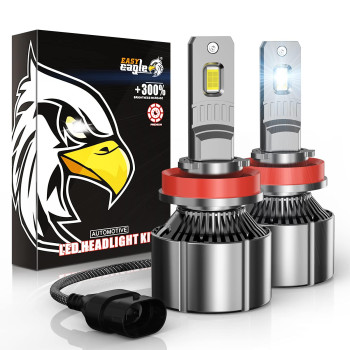 H11 Led Headlight Bulbs, Easy Eagle H8 H9 120W High Power 20000Lm Extremely Bright 6500K Cold White Conversion Kit Adjustable Beam