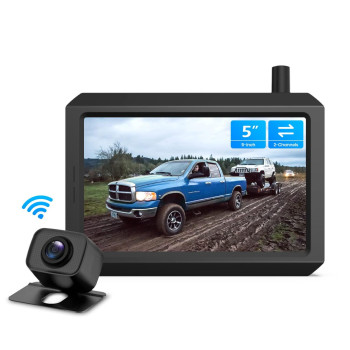 Auto-Vox Wireless Backup Camera With 5 Monitor System,2 Channels Trailer Hitch Rear View Reverse Cam,Back Up Camera For Cars With 2.4G Stable Digital Signal For Truck, Suv,Van,Trailer,Small Rv-W7Pro