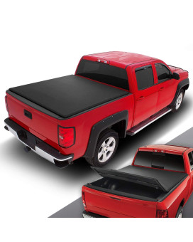 Dna Motoring Ttc-Trisoft-001 Truck Bed Soft Tri-Fold Adjustable Tonneau Cover Compatible With 04-14 Ford F150 55Ft Fleetside Bed