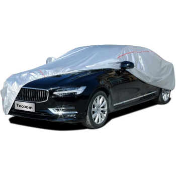 Tecoom Hard Shell Oxford Material Door Shape Zipper Design Waterproof Uv-Proof Windproof Car Cover For All Weather Indoor Outdoor Fit 160-172 Inches Hatchback