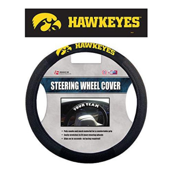 Ncaa Iowa Hawkeyes Unisex Poly-Suede Steering Wheel Coverpoly-Suede Steering Wheel Cover, Black, One Size